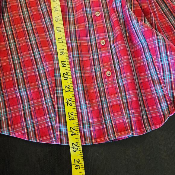 Talbots Petites Women’s Shirt 6P Red Plaid Cotton Blend Long Sleeve Button Front - Picture 10 of 11
